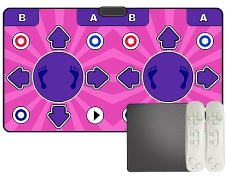 KIRJAUDU Tapis de Danse Interactif Double pour Enfants, Tapis de Danse Fille Antidérapant avec Connexion HDMI, Tapis Danse Enfant avec Plus de 100 Jeux & Télécommandes sans Fil, Cadeau Fille