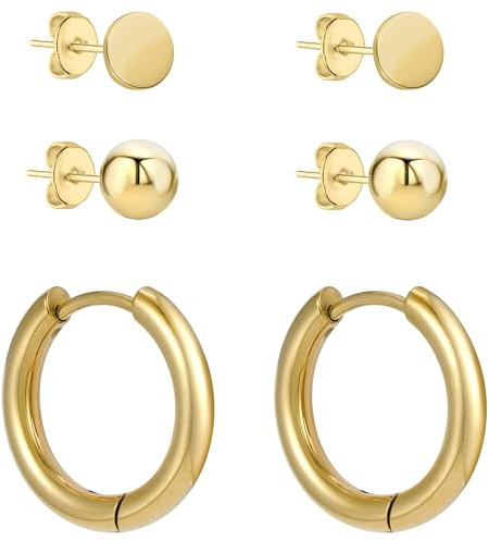 BONNYBIRD® Wasserfestes Edelstahl Ohrringe Set Damen in Silber, Gold & Roségold, 100% Wasserfest & Sehr Hautverträglich (Hypoallergener Chirurgenstahl) BonnyBalance