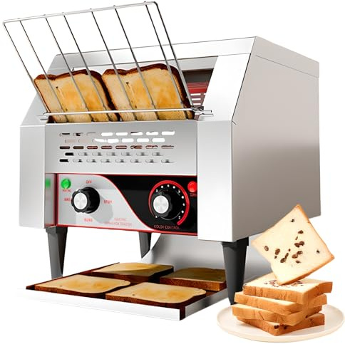 Tostadora transportadora comercial, horno eléctrico industrial de 2200 W para panecillos, panecillos, gofres, restaurantes, bufés
