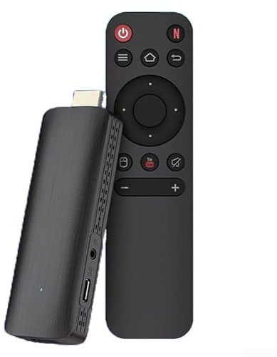 Getdoublerich Mini clé TV Q6 + télécommande vocale Bluetooth pour Android 10 TV Box avec HDR, 1080p, Lecteur réseau WiFi, contrôle de la Maison connectée, Streaming HD