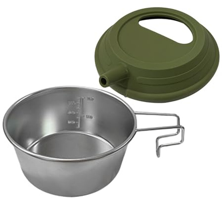 Genérico Campingmugg med lock, rostfritt stål, hopfällbart handtag med silikonlock | campingmugg, utomhusresor kalla drycker kaffe te och matlagning