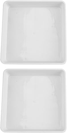 SHINEOFI Lot de 2 Soucoupes Carrées Blanches en Plastique, Plateau de Pot de Fleurs 40 Cm, Bac à Eau pour Plantes Drainage, Adapté Jardinage Intérieur et Extérieur, Plateau Récupérateur