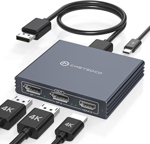 DGYBDFC Displayport Splitter 3 Monitors Dual DP with HDMI Adapter 4K60Hz Extended Display 1 in 3 Out Displayport MST Hub for Multiple Monitors Compatible for PC, Graphics Card, Lenovo, HP and More