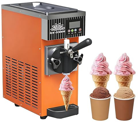 RoyceBee Machine À Glace Glace Italienne pour Maison Et Professionnel, Machine À Crème Glacée avec Écran LCD, Cuve Réfrigérée 2,5 L, Fonction Auto-Nettoyage Et Congélation Rapide Orange