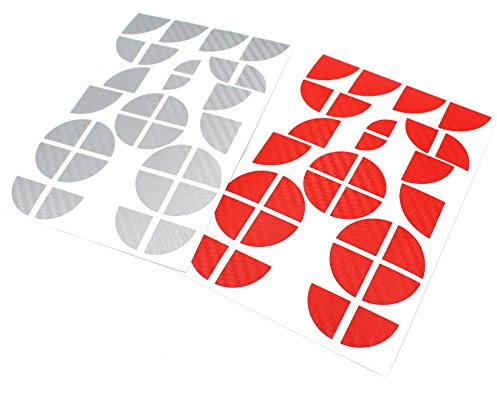 4D Carbonfolie Emblem Ecken Aufkleber von Finest-Folia (K004 Rot Anthrazit)