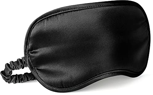 LULUSILK Seide Schlafmaske für Damen & Herren, Atmungsaktiv, Schwarz | 100% echte Maulbeerseide, verstellbares Gummiband, weich & glatt, Reise & Alltag.