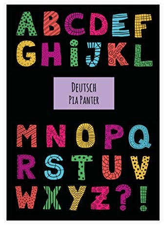 Kartenkaufrausch 4 personalisierte bunte Buchstaben DIN A5 Schulhefte, Rechenhefte auf schwarz, rosa Lineatur 5 (kariertes Heft 16 Blatt/32 Seiten) Notizheft, Kladde für Schule, Universität, Büro
