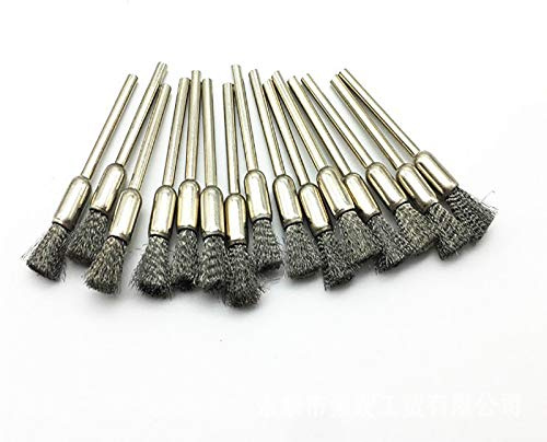 Set di 15 spazzole in filo di acciaio per lucidatura abrasiva, per utensili rotanti, per kit accessori Dremel, 3 tipi, argento