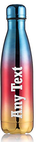 Howson London Personalised Insulated 500ML/17oz Vacuum Flask Stainless Steel Bottle, Double Wall Vacuum Insulation, Light Weight, Blue & Red, Letter Print