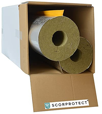Caja de cartón completo con revestimiento de aluminio, aislamiento de tuberías, lana de roca con conductividad térmica 0.040 (lana de roca, 76 x 70 mm x 1 metro)
