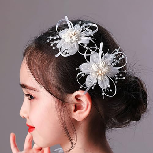 IYOU Floreale Principessa Copricapo Fiore Nozze Molletta Bianco Fiore Prima Comunione Accessori per Capelli per Ragazze di Fiori e Damigella D'onore (3 Pezzi)
