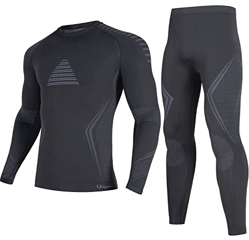 UNIQUEBELLA Upgrade-Version Thermo Unterwäsche Herren, Atmungsaktiv Schnelltrocknend Funktionswäsche Männer Flexibel Skiunterwäsche Set - Warm Thermo Unterwäsche Winter