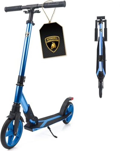Lamborghini Roller Kinder 8+ Jahre Premium Cityroller Tretroller | 200mm Großräder, Klappbar, Höhenverstellbar, mit Ständer & Federung, Aluminium-Scooter