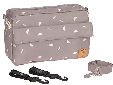 LÄSSIG Baby Kinderwagenorganizer Umhängetasche Kinderwagentasche inkl. Kinderwagenbefestigung/Casual Buggy Organizer Bag Blocks taupe