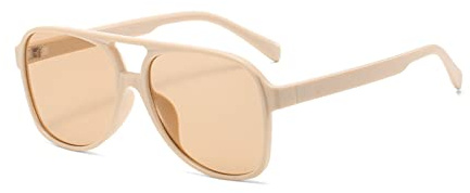 YOJUED Retro Sonnenbrille Gelb Gradient Brille Vintage Tinted Sunglasses für Damen Herren (Beige)