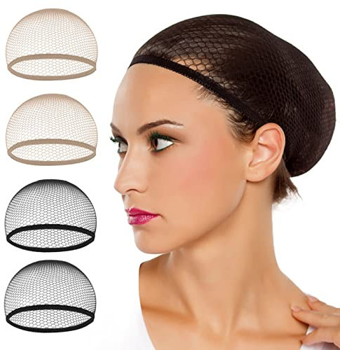 Cabo de Perruque, casquillos de pelucas, redecillas para pelucas, casquillos de peluca, para hombre y mujer, 2 colores negro y beige, 4 unidades
