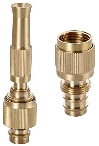 Brass Garden Hose Nozzle Set,Garden Hose Nozzles with Hose Connector Adjustable Water Spray Gun & Garden Hose Connector for Car Cleaning, Watering Plants