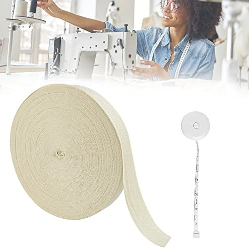 SCHYIDA Schrägband Baumwolle 30 mm * 50 m Baumwollband zum nähen Köperband Natur Einfassband Beige Baumwollschrägband Baumwoll Twill Band für Heimwerken, Basteln, Nähen, Stricken