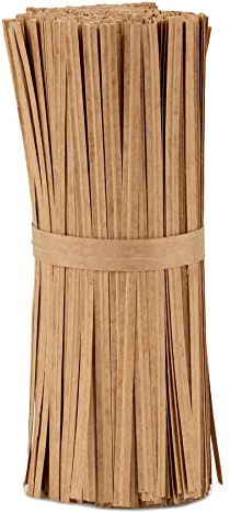 La Cordeline 1000 Twist-band kraftpapper + 15 cm metalltråd för påsar, påsar, buntband, naturlig