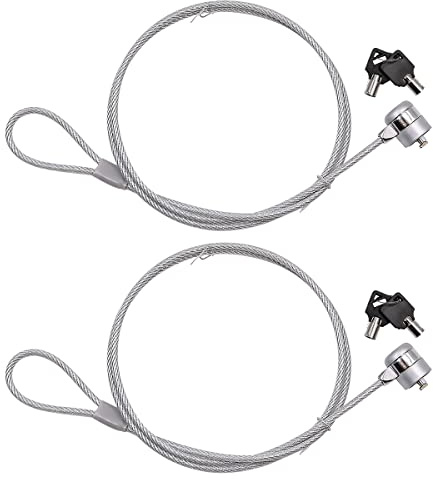 2 Stück NUZAMAS Kabel-Laptopschloss - 2 Schlüssel - Schnittfestes Kabel - 1,2 m Länge - Sicherheits-Notebook-Computer-Kabelschloss - Geeignet für Geschäft, Büro und Zuhause