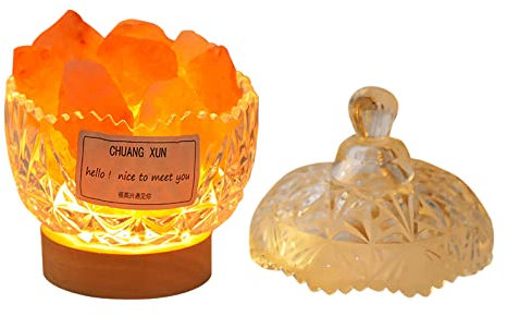 LIBOOI Essential Oil Diffuser Himalayan Salt Lamp, Aromatherapy Machine & USB Night Light with Crystal and Healing Stone, Unique Glass Decor for Small Room