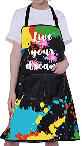 ENSIANTH Künstlerschürze mit Taschen für Künstler und Maler, Unisex-Erwachsene, Dream, Neu, Polyester-Verbundstoff, 2 Taschen, Kordelzug, M, Kunst, Kochen, Küche, Gartenarbeit, Geschenk, APRON