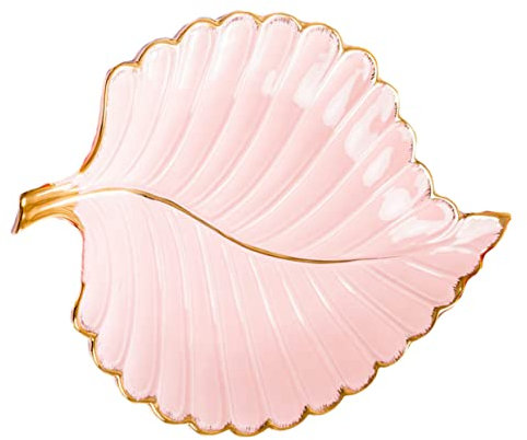 PAREKS 1 plateau à bijoux en forme de feuille - Plateau de service rond - Plateau à bijoux en forme de feuille - Organiseur de bijoux - Plats de service en céramique - Plateau à bijoux - Plat de