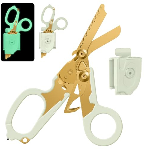 Trauma Schere Emergency Shears mit Strap Cutter und Glass Breaker Faltbare Scherenzange aus Edelstahl, Outdoor Camping Rescue Scissors Tools