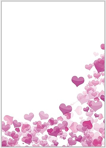Briefpapier mit Herzen DIN A4 - Papier mit Herzchen - 20 Blatt - Motiv Nr. 029 | 120g/m²