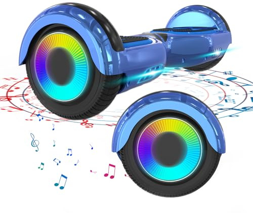 ELEKGO Hoverboard 6,5 Zoll mit Bluetooth-Lautsprecher Selbstbalancierender Roller, Bunter Motor, LED-Leuchten für Kinder