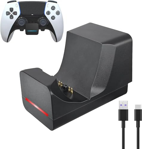 sciuU Station de Charge Murale pour Manettes PS5 DualSense & PS5 Edge Controller, Chargeur Dock Support Mural avec Indicateur RGB et Câble USB Type-C de 1m