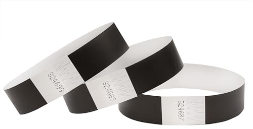 CINTAPUNTO Einlassbändchen Papier Black, Eintrittsbänder 100 Stück | Einlassbänder - Festival Armbänder - Party Bändchen Einlass Eintritt - eintrittsbändchen - Bänder Club - Wristband