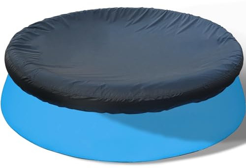 SAFANA 10ft Inflatable Pool Covers for Above Ground Pools [ Cover Diameter: 9ft ] Round Pool Cover for Inflatable Easy Set Pool [ Top Ring < 9ft ] with Elastic Band, Swimming Pool Windproof Dustproof