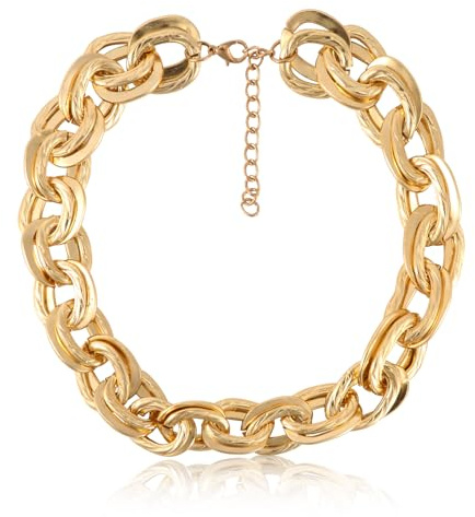 XIHIRCD Goldene Klobige Halskette, Dicke Kettenhalsketten Doppel-O-Gliederketten Halsketten Punk-Hip-Hop-Modekragen Klobige Schmuck-Halskette für Frauen und Mädchen Geschenke