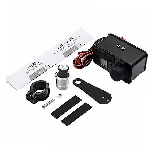 Homoyoyo 12v Motorcycle USB Charger Wasserdichtes Ladegerät Mit Und Kabel Inklusive -Voltmeter Für Handy Und Gadgets Installieren Und Vielseitig Nutzbar