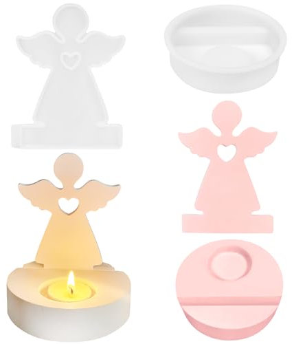 MONCAP Engel Kerzenhalter Silikonform Engel Gießform Silikon Engel Kerzen Silikonform Weihnachten Engel Silikonformen Gießformen für Kerzenhalter Kommunion Konfirmation Taufe Weihnachten Geschenk