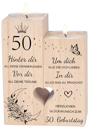 50 Geburtstag Frau Mann，Kerzenständer，50 Geburtstag Deko Geschenkideen，Geburtstagsgeschenk für Vater, Mama, Frau，Schwester, Freundin