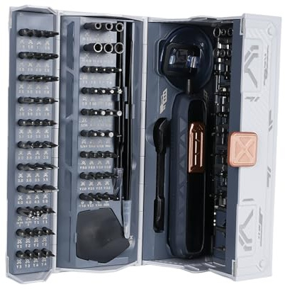 Set di Cacciaviti di Precisione, 180 Pezzi, Magnetico Elettrico, Acciaio, Manico Regolabile, con Custodia, per Riparazione Occhiali e Fotocamere