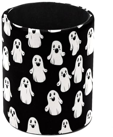 Halloween Cute Ghosts Cartoon Standing Pencil Case, Round Pen Holder Pouch Capacity Pen CupMakeup Brush Boxes for School Students Office Women Teens