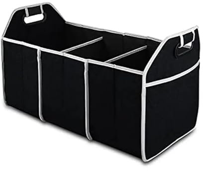 Unibos | Foldable Car Boot Organiser Bag – Heavy Duty Collapsible Trunk Tidy Storage Box - Multi-Compartment Organiser for Car, SUV, Truck, Groceries, Tidy Storage etc. (Black)