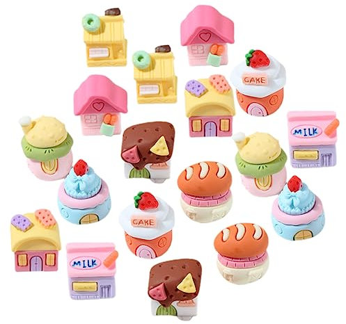 LALADEFIEE 18stücke Miniatur-harzhaus in Cartoon-Design Kleines Harzhaus Für Landschafts-deko DIY-handwerkszubehör Dekoratives Miniaturdekoration Für Handy-Dekorationen Und Geschenke