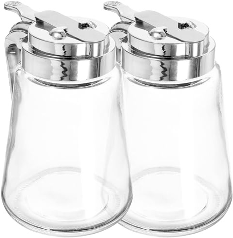 Zerodeko 2pcs 300ml Retro Style Glass Sugar Dispenser Pourer Sugar Container Shaker Sugar Bowl Jar for Counter Coffee Bar Restaurant