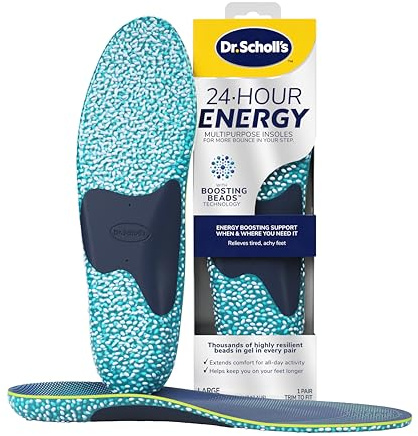 Dr. Scholl's 24-Hour Energy Multipurpose Insoles - Returns Energy with Every Step, Relieves Tired, Achy Feet with Memory Foam and Boosting Beads Technology, Flexible Arch Support, UK Shoe Size 7-13