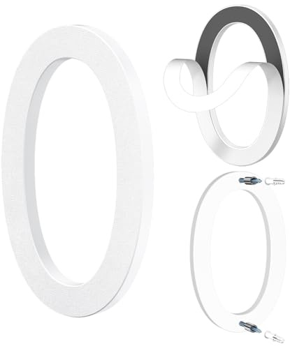 Yafimea Numero civico esterno 15 cm bianco, Numeri civici adesivi o a vite, effetto galleggiante 3D, plastica resistente per parete o cancello (0)
