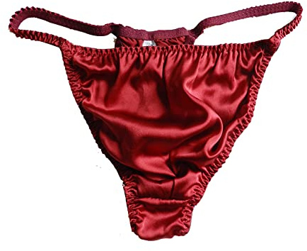 Yavorrs Men's Silk Panties G-Strings Thongs Underwear Bikini Briefs (UK, Alpha, L, Regular, Regular, Red)