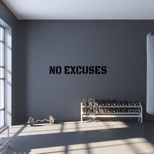 Wasise Decorazione murale per palestra – Decorazione per palestra a casa, poster con lettere NO Scuse, pannelli d'arte murale motivazionale, adesivi per allenamento di rimessa in forma