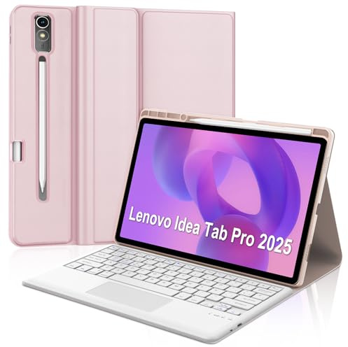 FOGARI Teclado con Touchpad para Lenovo Idea Tab Pro 12.7 2025, Español Ñ Teclado Bluetooth con Trackpad para Lenovo Idea Tab Pro 12.7 2025 Funda, Rosa