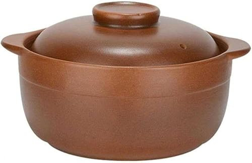 Pentola in terracotta con coperchio, per cottura a fuoco aperto, in ceramica, stile antico, per cottura lenta