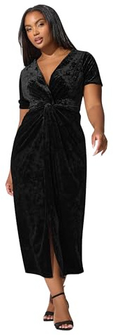 Yours London Curve Velvet Knot Maxi Dress - Women's - Plus Size Curve Black