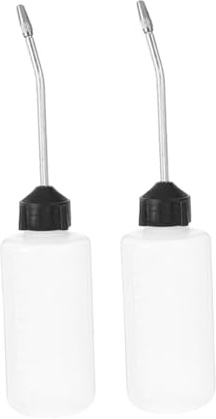 WOONEKY Distributore con 2 e Ferro Beccuccio 120ml in Plastico Lungo Angolato da Olio da Pezzi per Macchina Cucire per Uso Domestico e Sartoria